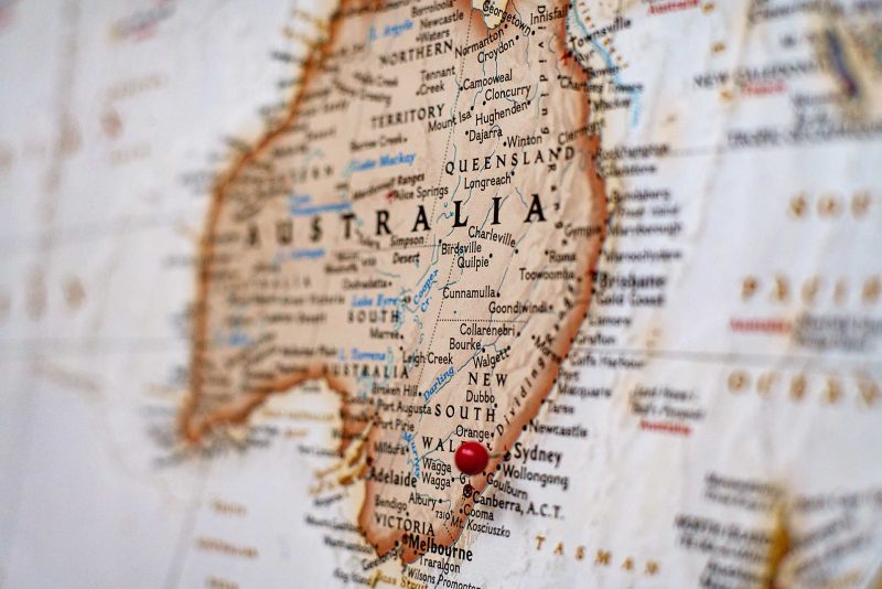 Internationale bestemmingen met dezelfde naam: Australië op de kaart Internationale bestemmingen met dezelfde naam: Australië op de kaart